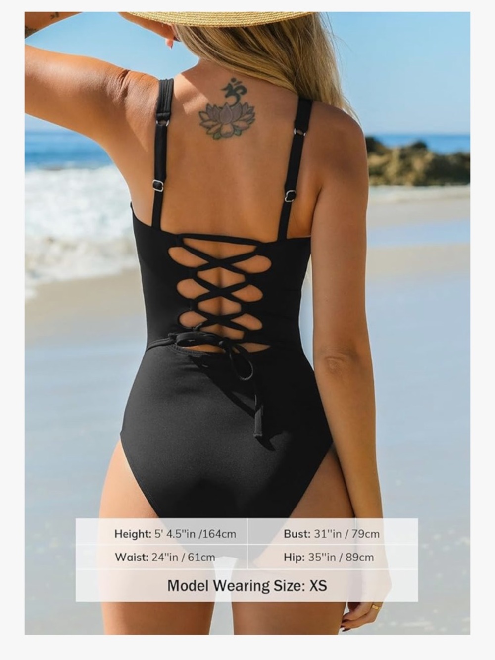 Cupshe Black Scoop Neck One-Piece Swimsuit